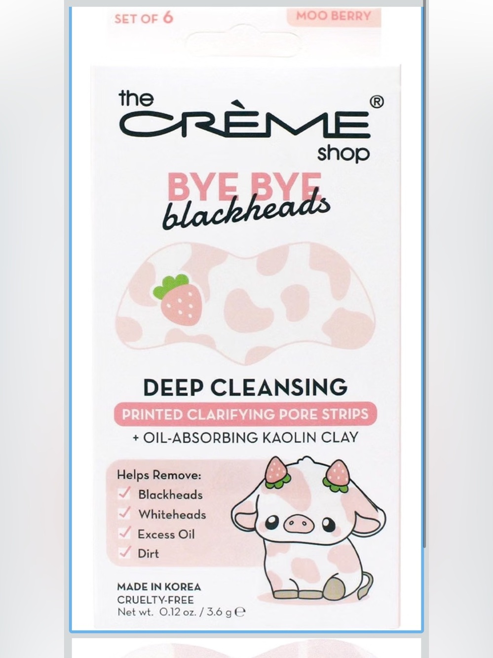 6 boxes -🍓 The Crème Shop Bye Bye Blackheads – Moo Berry Pore Strips - Picture 3 of 4